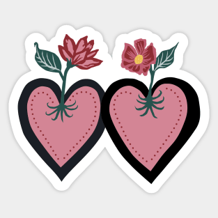 Mid Century Style Flower Hearts Sticker